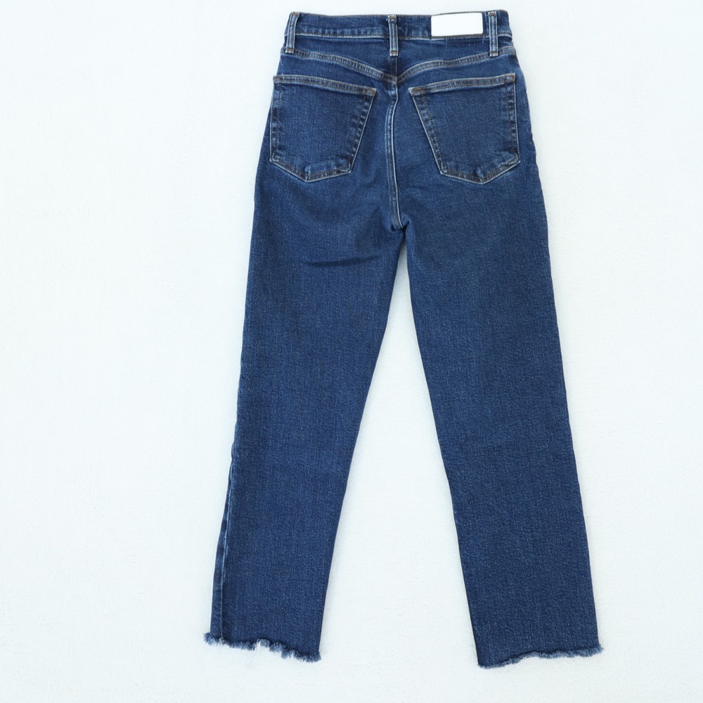 Re/Done 70s Stove Pipe Jeans Women's 26 Dark Rinse Straight Button Fly Raw Hem - Picture 5 of 14